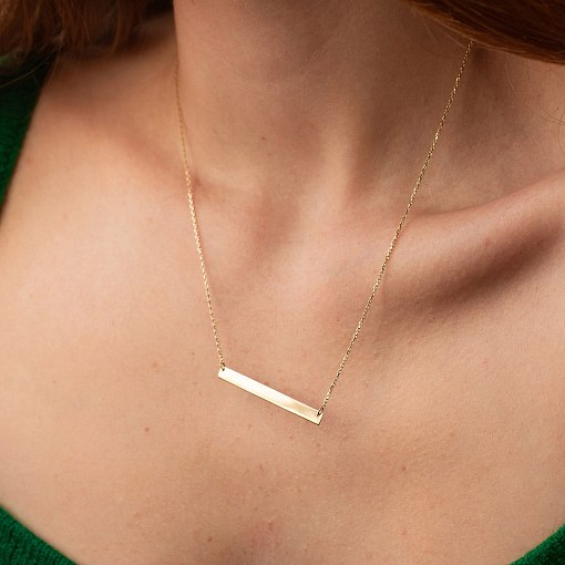 Колье с пластиной для гравировки (желтое золото) кол02477 2