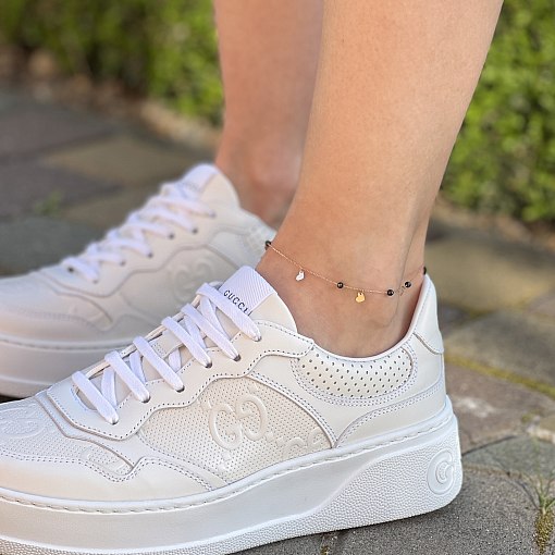 Золотой браслет "Сердечки" на ногу (фианиты) б04882 5