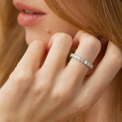 Кольцо с дорожкой бриллиантов (белое золото) 222001121 4