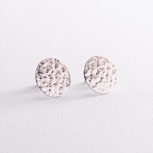 Серьги - пусеты "Теона" в белом золоте с07885 5