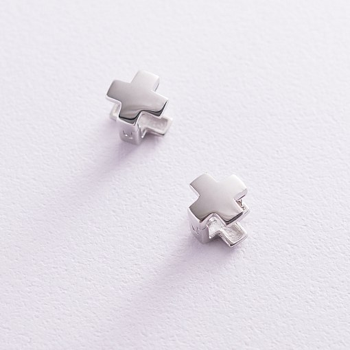 Серьги "Крестики" в белом золоте с06971