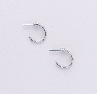 Серьги - пусеты "Гремучие змеи" в белом золоте с09077