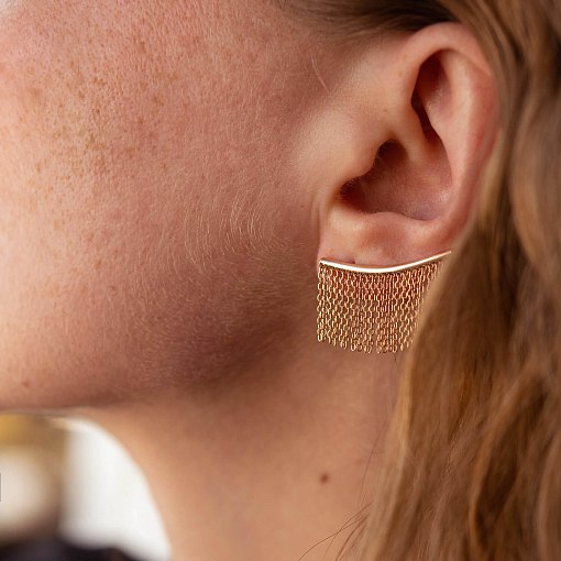 Золотые серьги - клаймберы "Камилла" с цепочками с07965 4