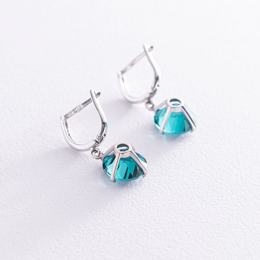 Золотые серьги "Влечение" с синтетическим кварцем с05293 5