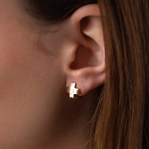 Серьги "Крестики" (желтое золото) с06954 4