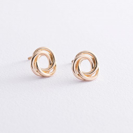 Серьги - пусеты "Увлечение" в желтом золоте с06937