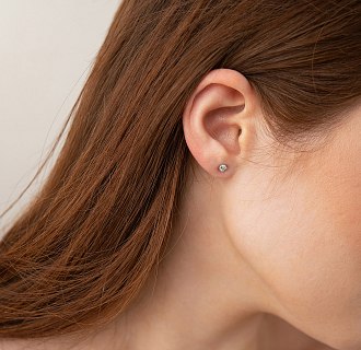 Моносережка з фіанітом (біле золото) с09143 №4