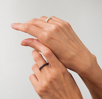 Золота каблучка з чорними діамантами кб0245sth №6