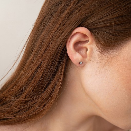 Моносерьга с фианитом (белое золото) с09143 4