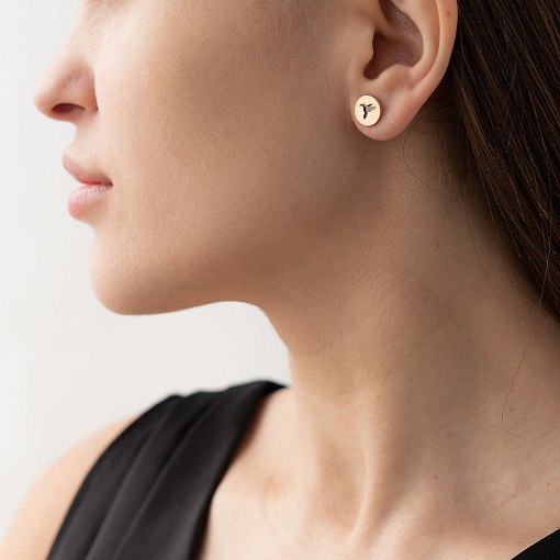 Серьги-пусеты "Колибри" в красном золоте с06703 2