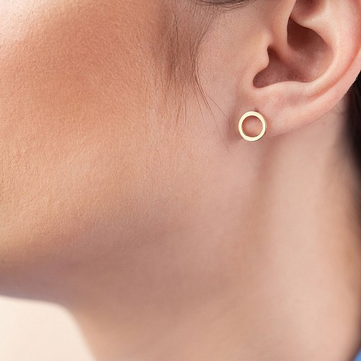 Серьги - пусеты "Круговорот" в желтом золоте с08304 7