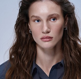 Серьги - кольца "Charlie" в белом золоте с09619 №2