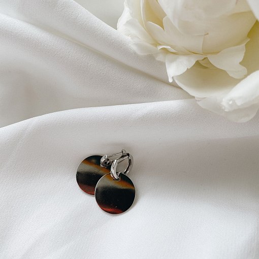 Серьги Большие монетки в белом золоте с06508