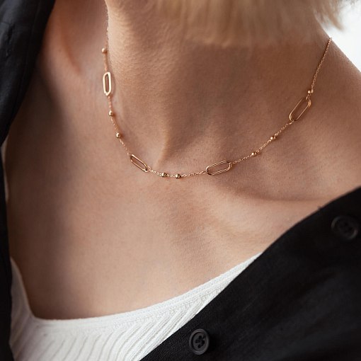 Колье - цепочка "Шарики" в красном золоте кол02224 8