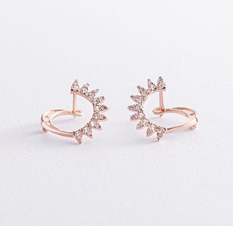 Золотые серьги с фианитами с07484 №3