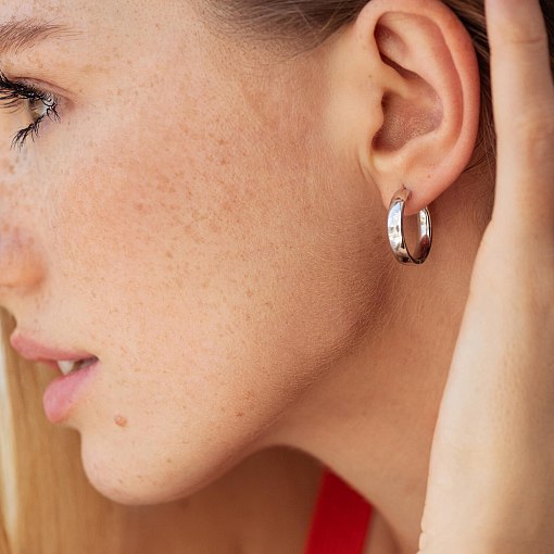 Серьги - кольца в белом золоте с08653 4