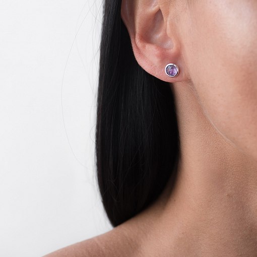 Золотые серьги-пусеты (аметист) с06299 2