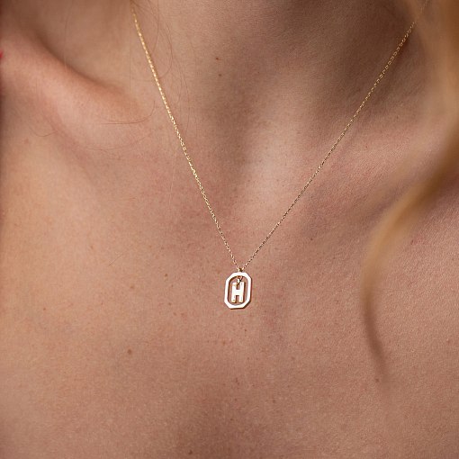 Колье с буквой "Н" в желтом золоте кол02463н 4