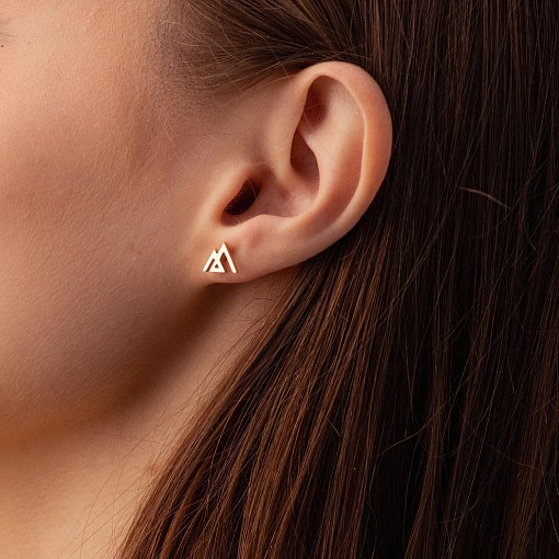 Серьги - пусеты "Горы" в желтом золоте с07574 6