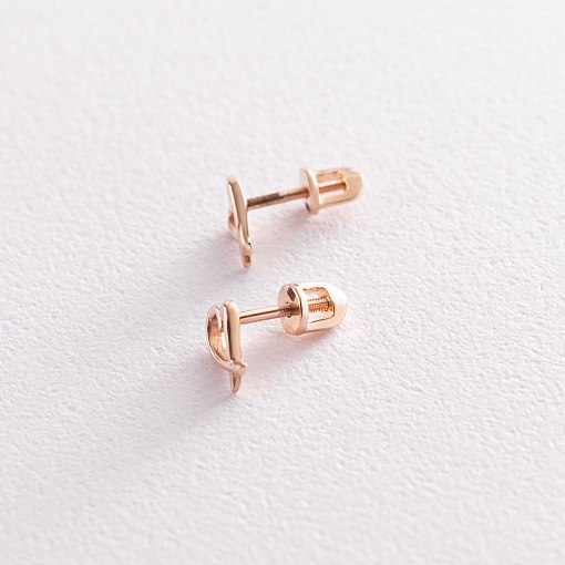 Серьги - пусеты "Сердечки" в красном золоте с07121 3