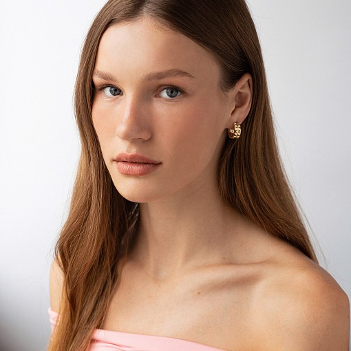 Серьги - кольца "Monika" в желтом золоте с09159 4