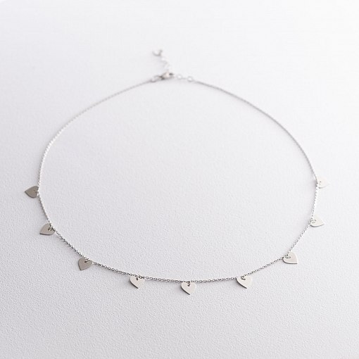 Колье "Сердечки" в белом золоте кол01450