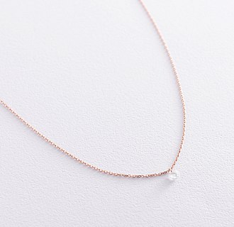 Колье в красном золоте с одним фианитом кол01812