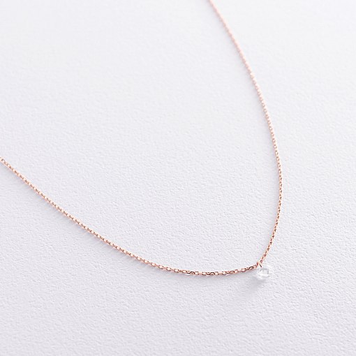 Кольє в червоному золоті з одним фіанітом кол01812