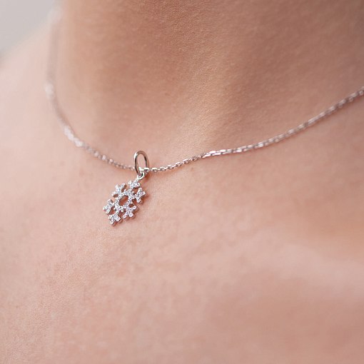 Золотая подвеска "Снежинка" с бриллиантами 112101121 2