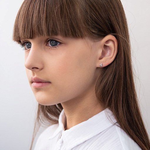 Золотые серьги - пусеты "Треугольники" с фианитами с02411 3