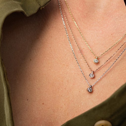 Тройное золотое колье с фианитами кол02310 4