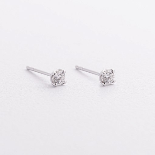 Золотые серьги - пусеты с бриллиантами сб0645у