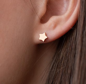 Сережки-пусети Зірочки в червоному золоті с06046 №3