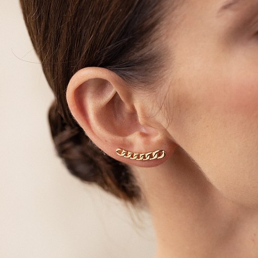 Моносерьга "Цепочка" в желтом золоте с08031 5