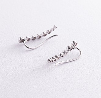 Серьги - клаймберы "Шарики" в белом золоте с08001 №3