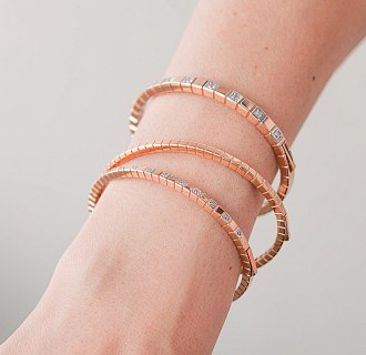 Жесткий золотой браслет "Кубики" б05613 №14