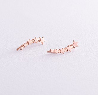 Серьги - клаймберы "Звездочки" в красном золоте с08200