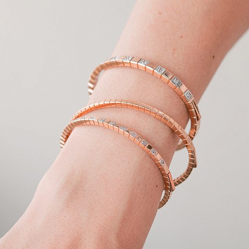 Жесткий золотой браслет "Кубики" б05613 14