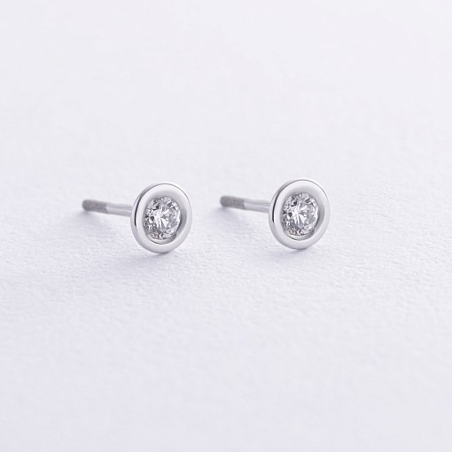 Серьги - пусеты с бриллиантами (белое золото) 330911121