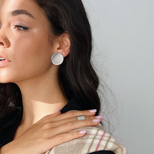 Серьги "Большие кометы" в белом золоте с06677 5