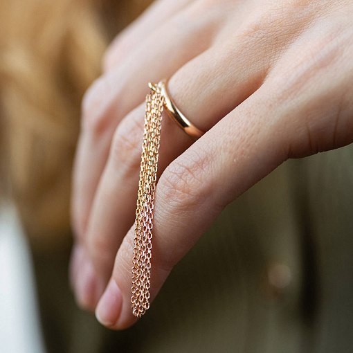 Кольцо с цепочками (красное золото) к07623 2