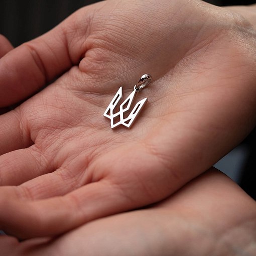 Подвеска "Герб Украины - Тризуб" в белом золоте п03719 5