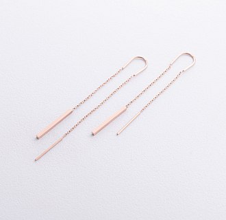 Серьги - протяжки в красном золоте с09222 №2