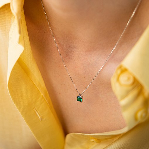 Золотое колье "Альма" (зеленый фианит) кол02370 2