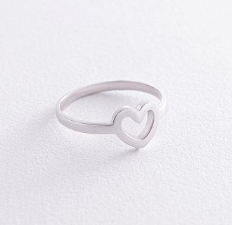 Кольцо "Сердечко" в белом золоте к07394 №6