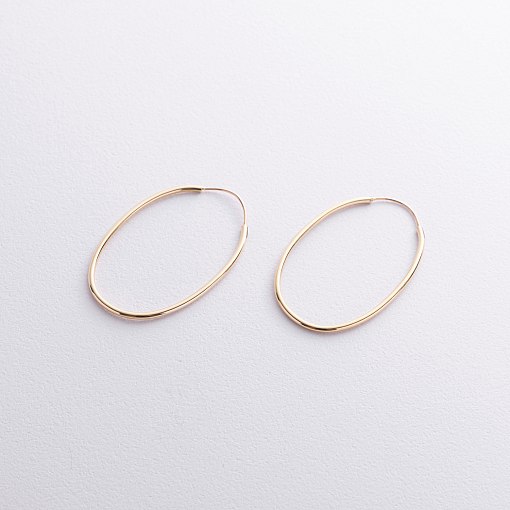 Овальные серьги в желтом золоте с08859