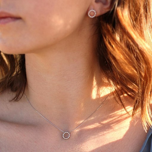 Серьги-пусеты "Гармония" в белом золоте с06903 5