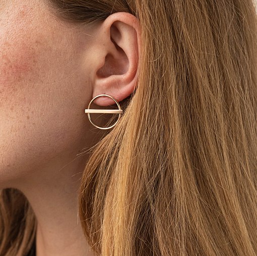 Золотые серьги - пусеты "Баланс" с07788 2