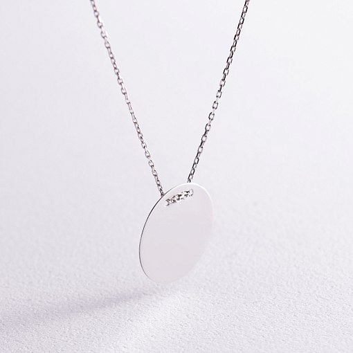 Колье "Монетка" в белом золоте (возможна гравировка) кол02277 5