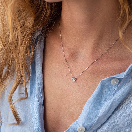 Колье "Сердечко" с фианитами (белое золото) кол02291 2